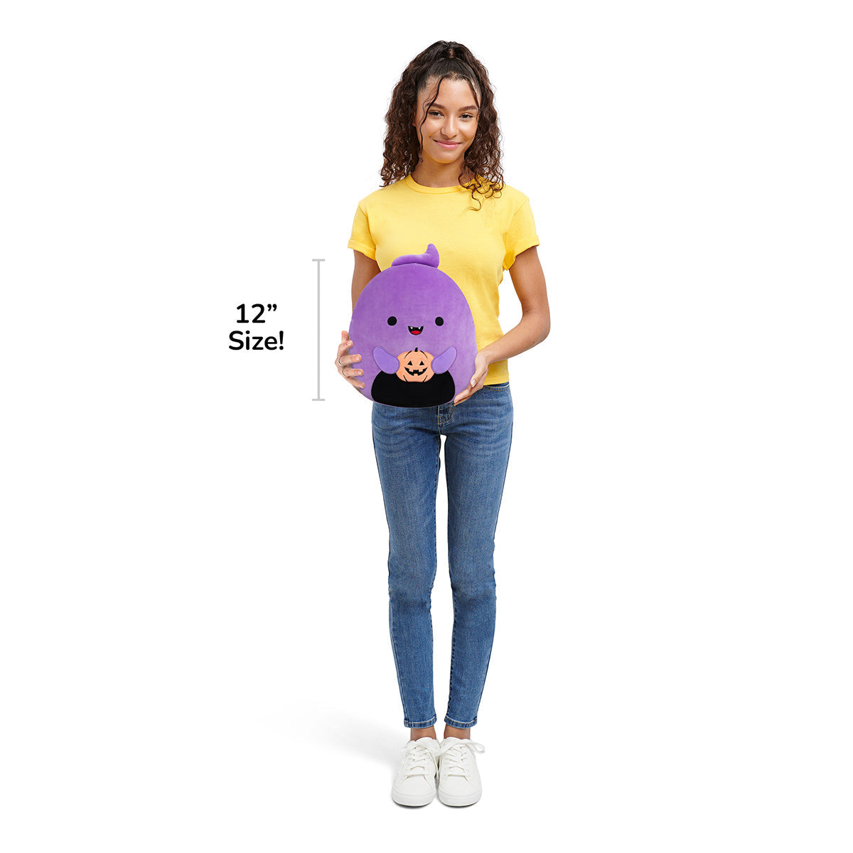 Squishmallows 12" Jordon the Purple Ghost Holding Jack O'Lantern | Jazwares