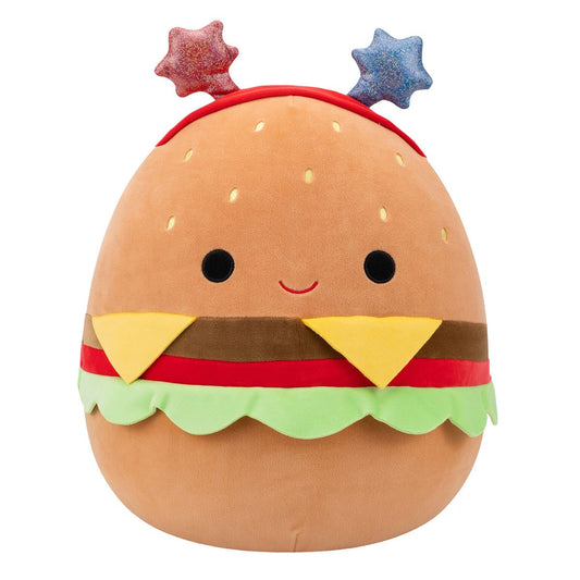 Squishmallows 14" Carl the Cheeseburger with Red and Blue Star Headband | Jazwares