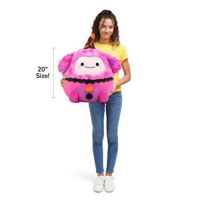 Squishmallows 20" Woxie the Magenta Bigfoot in Clown Costume | Jazwares