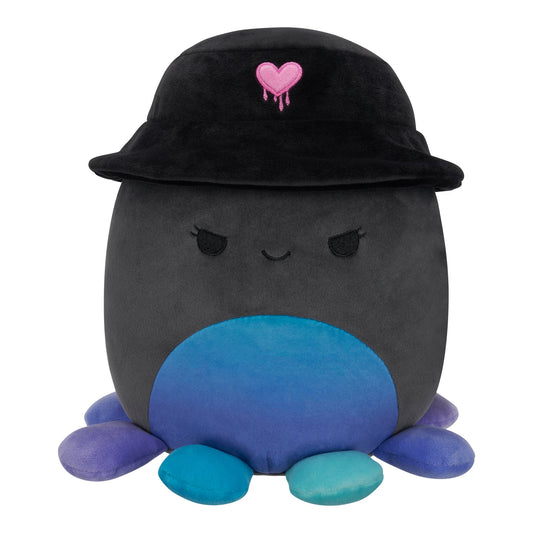 Squishmallows 8" Yoko the Charcoal Grey Octopus with Bucket Hat | Jazwares