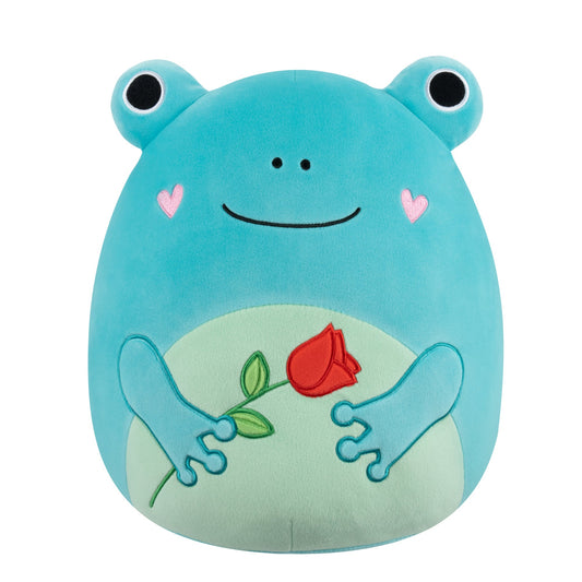 Squishmallows 12" Ludwig the Teal Frog Holding Rose | Jazwares