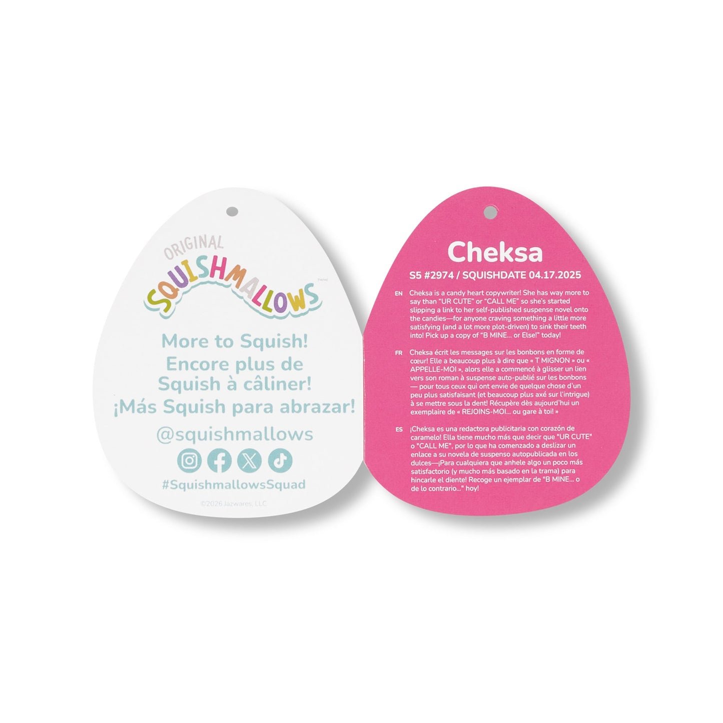 Squishmallows 5" Cheksa the Purple Valentine's Day Drink | Jazwares