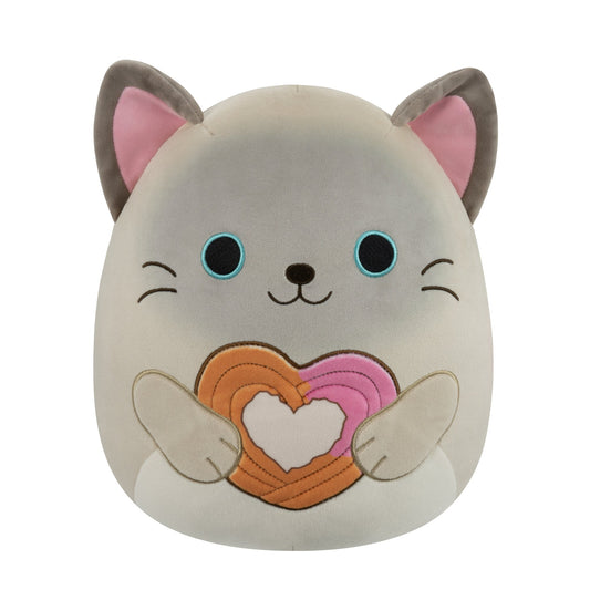 Squishmallows 12" Felton the Siamese Cat Holding Heart Churro | Jazwares