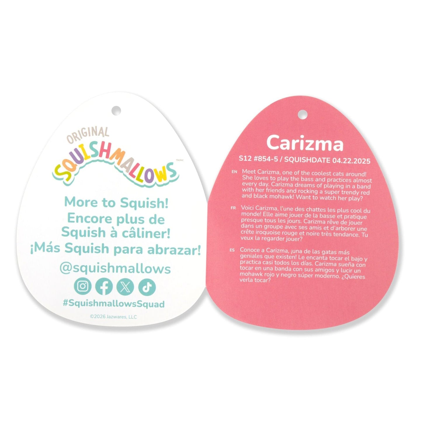 Squishmallows 5" Carizma the Blue Tabby Cat with Headband | Jazwares